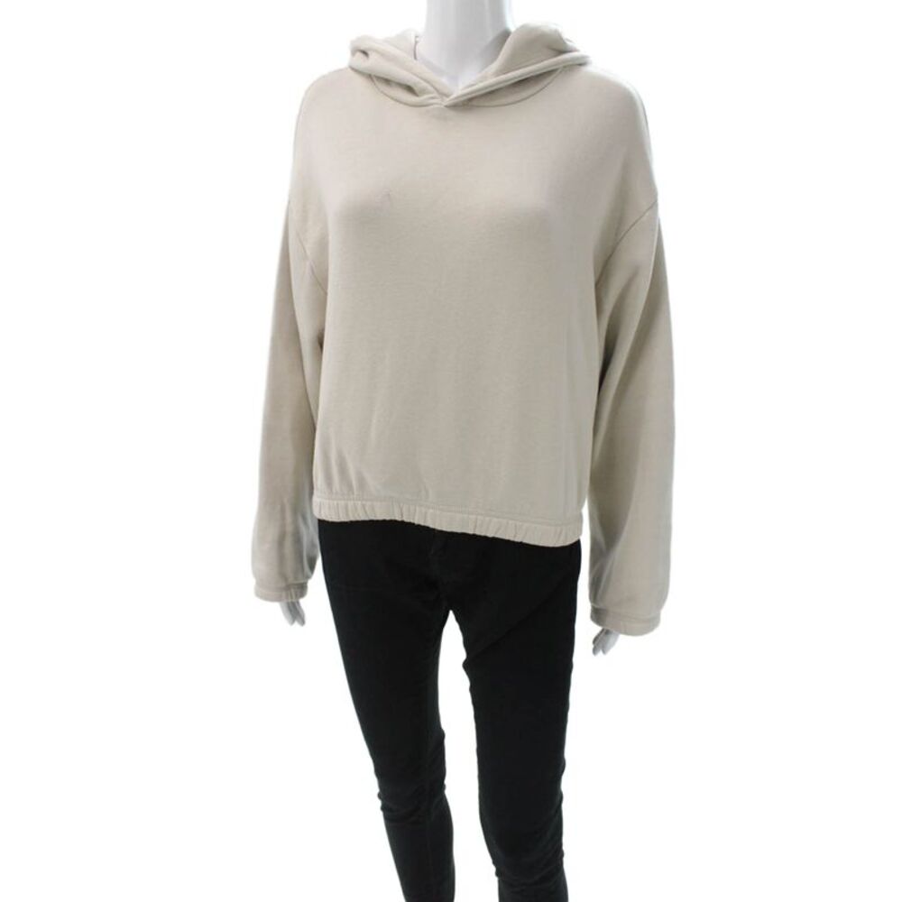 Zara Womens Beige Cotton Blend Pullover Hoodie Long Sleeve Size M